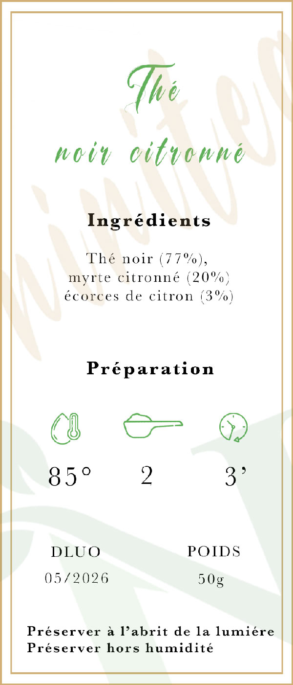 Thé noir citronné : Thé noir, myrte, écorces de citron – Image 2