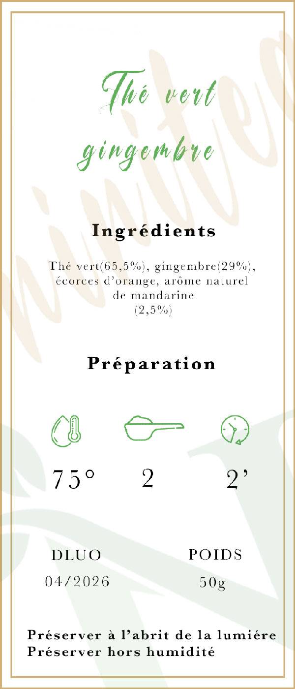 Thé Vert gingembre, saveur mandarine – Image 2