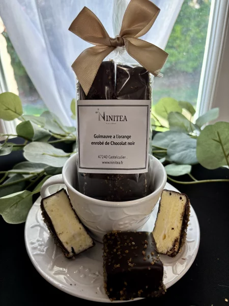Guimauve orange enrobé de chocolat noir