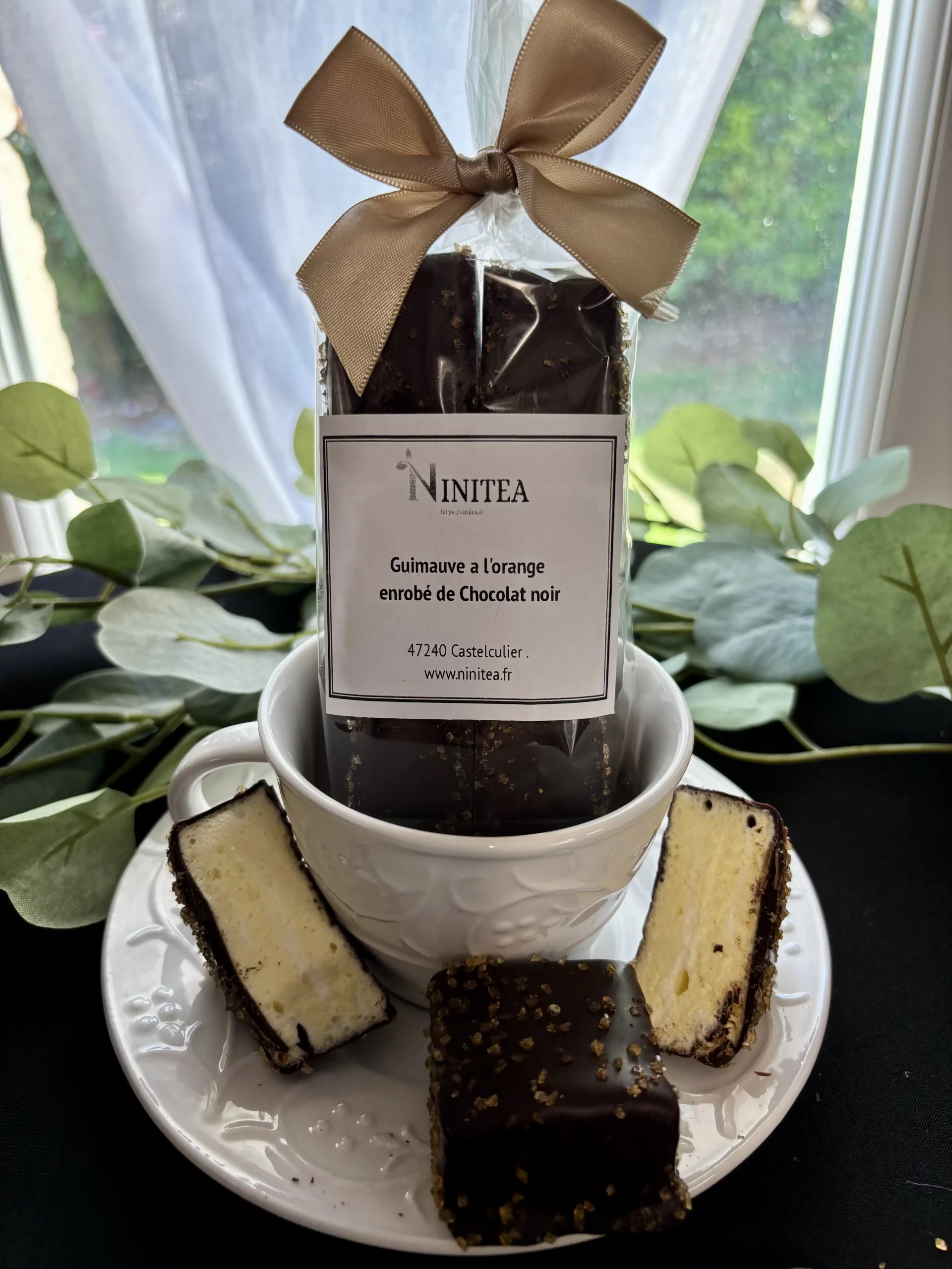 Guimauve orange enrobé de chocolat noir