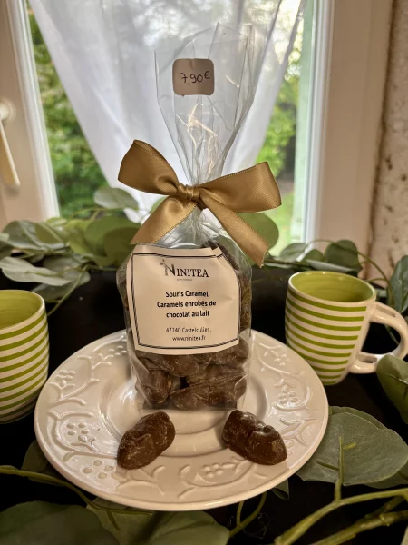 Souris caramel enrobée de chocolat au lait